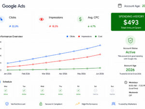 حساب Google Ads 2026 كازاخستان — تم إنفاق 493 دولارًا